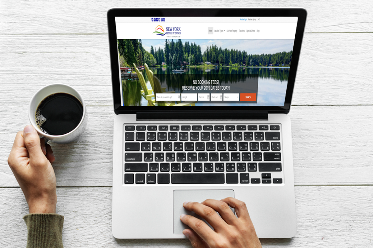 Man browsing the New York Rentals by Owner Website
