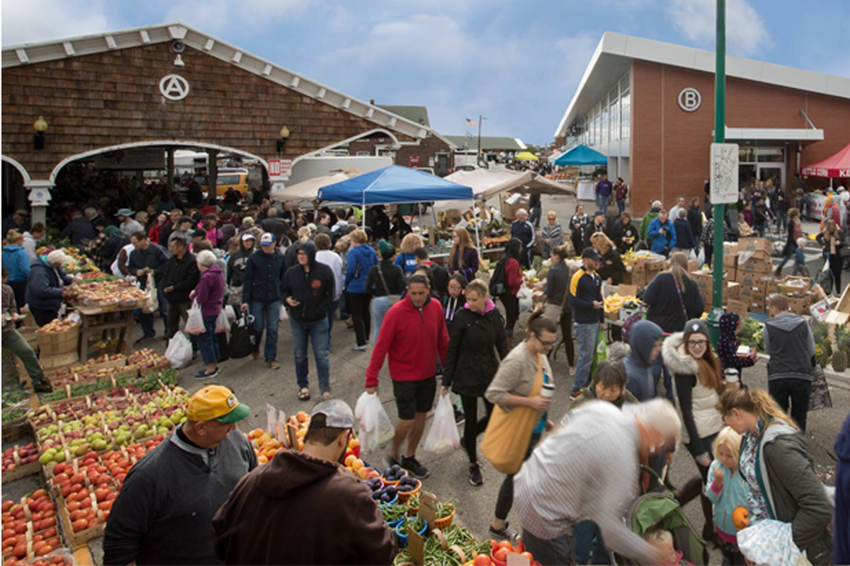 Shoppers gather at the Rochester City Market