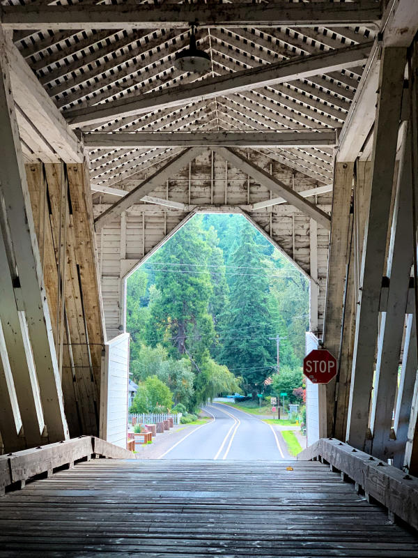 Office Covered Bridge in Westfir by Melanie Griffin View from inside Westfir's historic Office Covered Bridge.