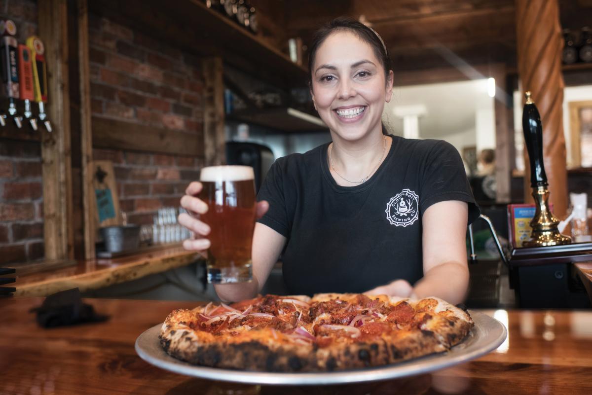 Pizza and beer at Cloudcroft Brewing