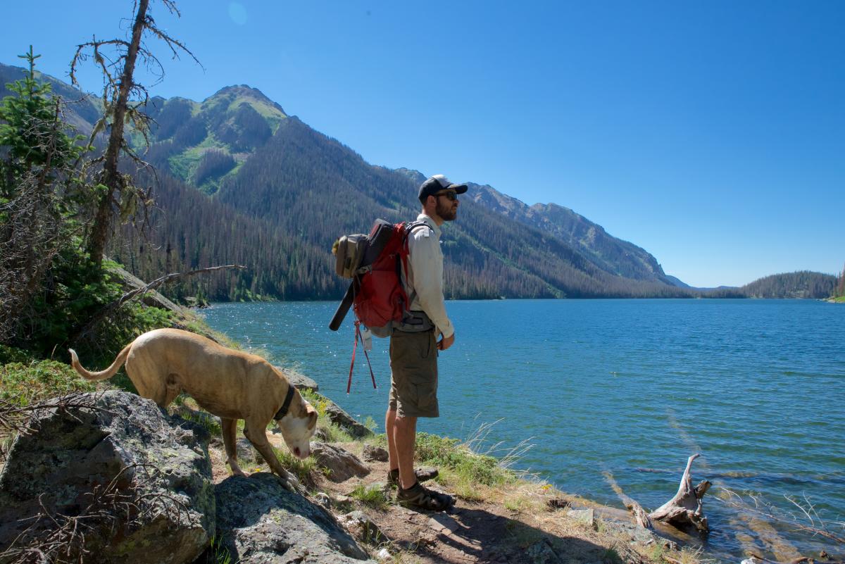 Emerald Lake Hiker with Dog