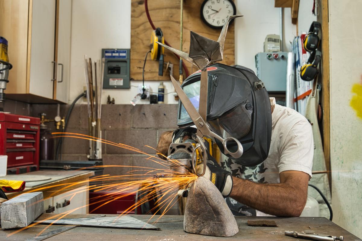 In the Folds: Kevin Box in his studio