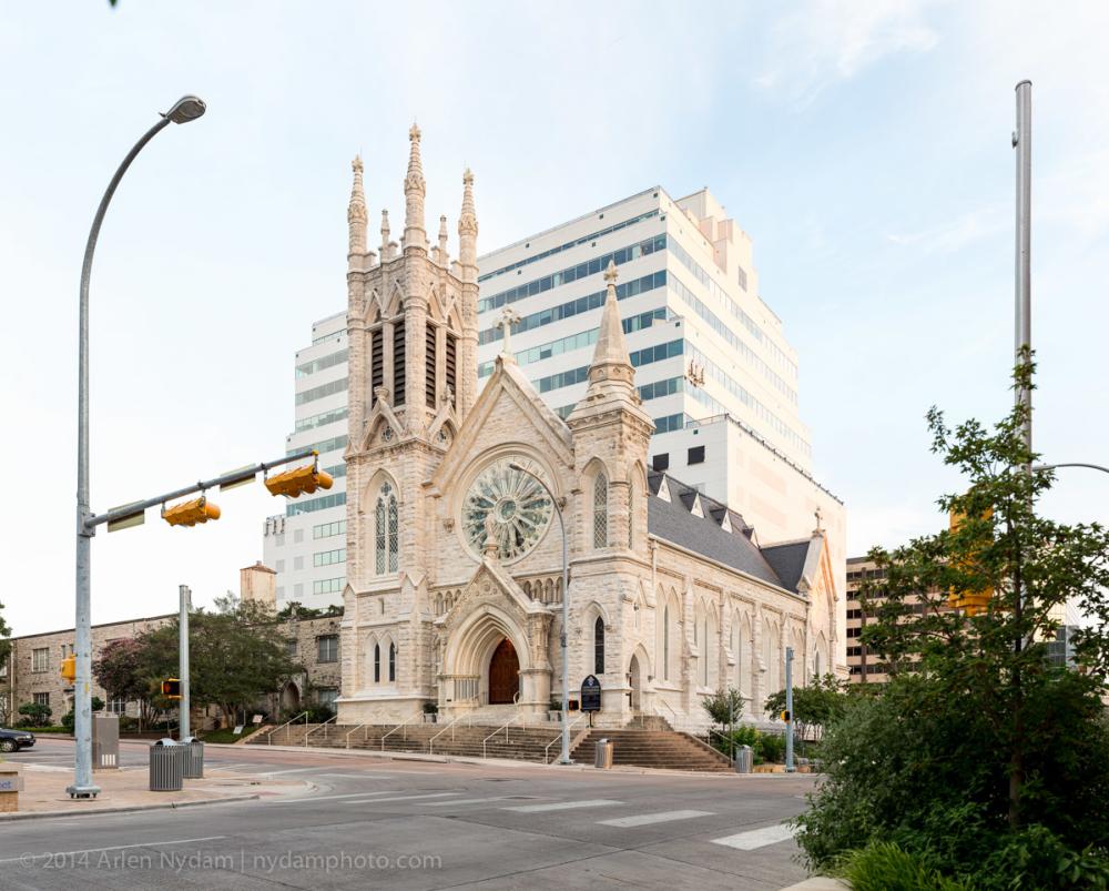 Saint Mary Cathedral exterior in downtown Austin