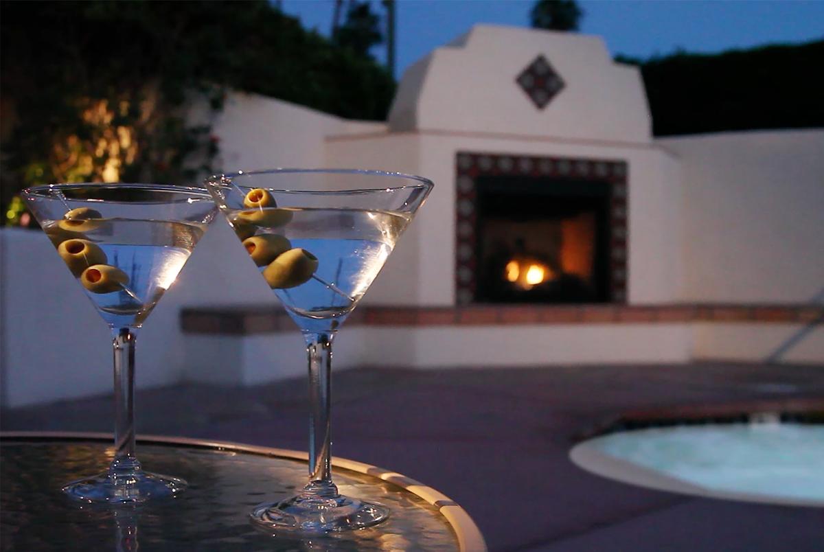 Two martinis by the pool at the Hacienda at Warm Sands