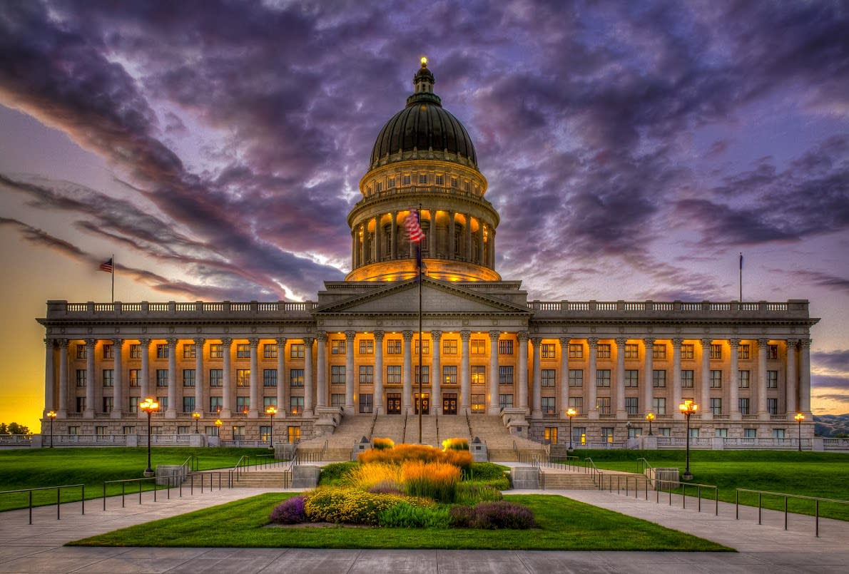 The Utah State Capitol Building has some of the best views of Salt Lake's sunsets