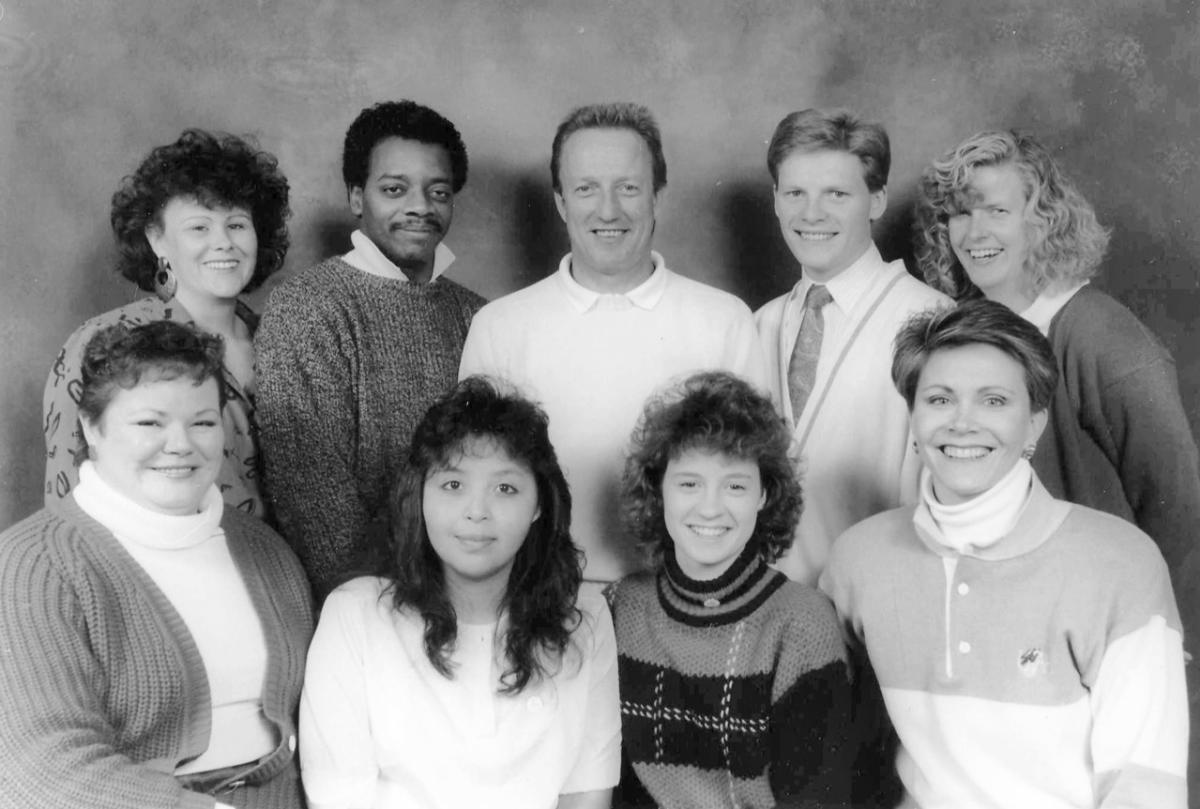 Back Row:  MaryAnn Streeper, Ed Nunn, Bob Bailey, Mark Dixon, Sue Whaley | Front Row: Becky Konishi, Unknown, Stephanie Floisand, Raelene Davis