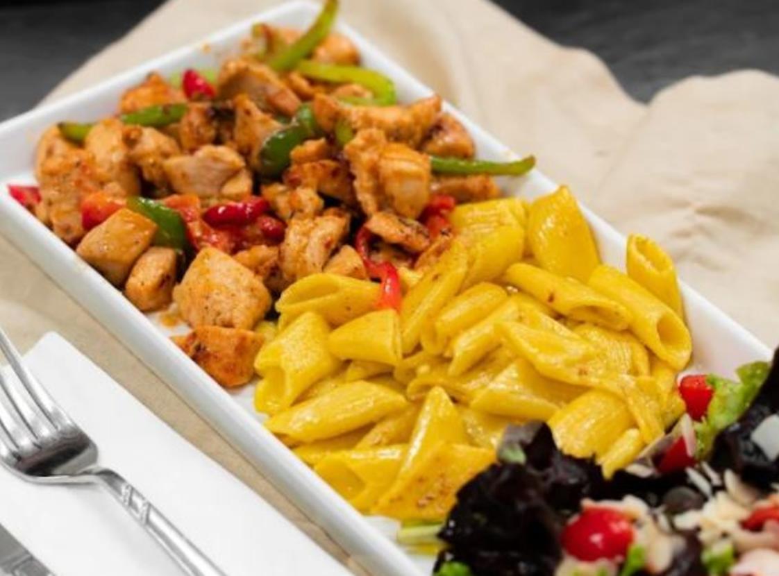 Pasta, Chicken and Salad