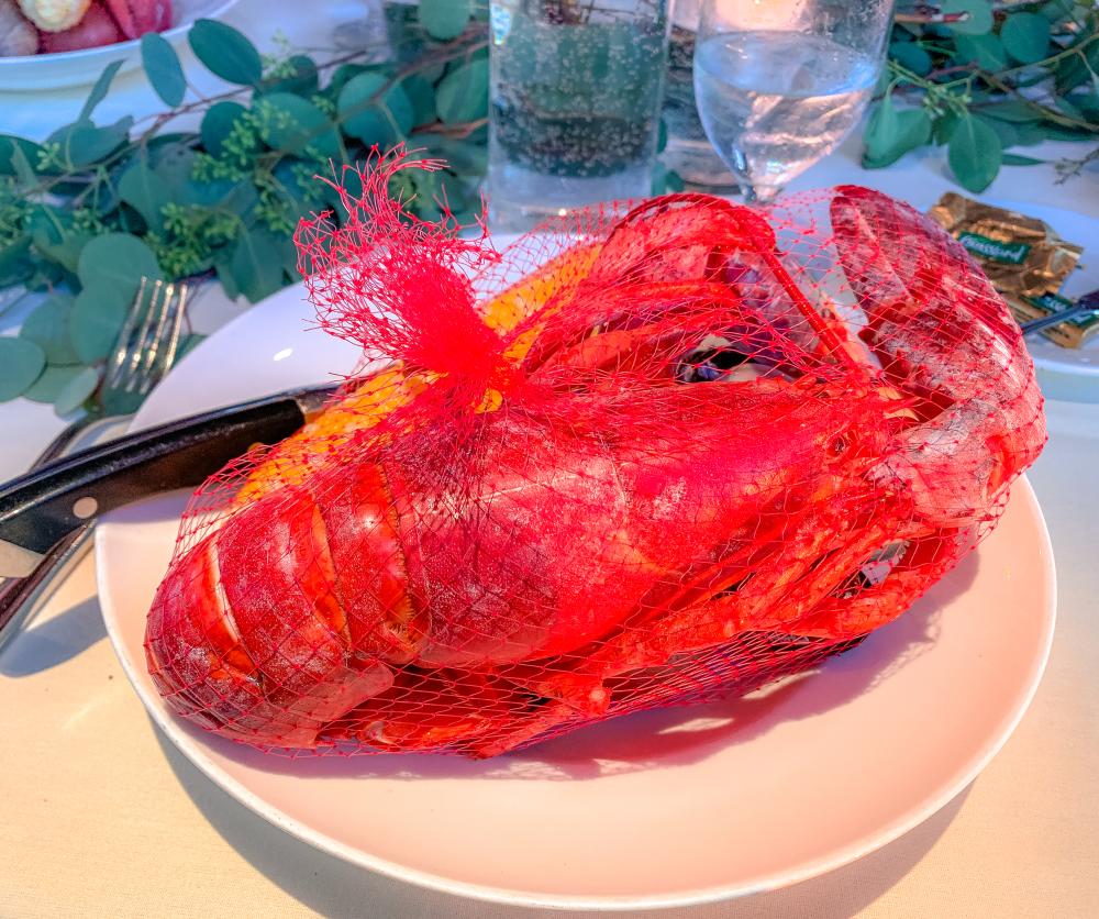 lobster served in net