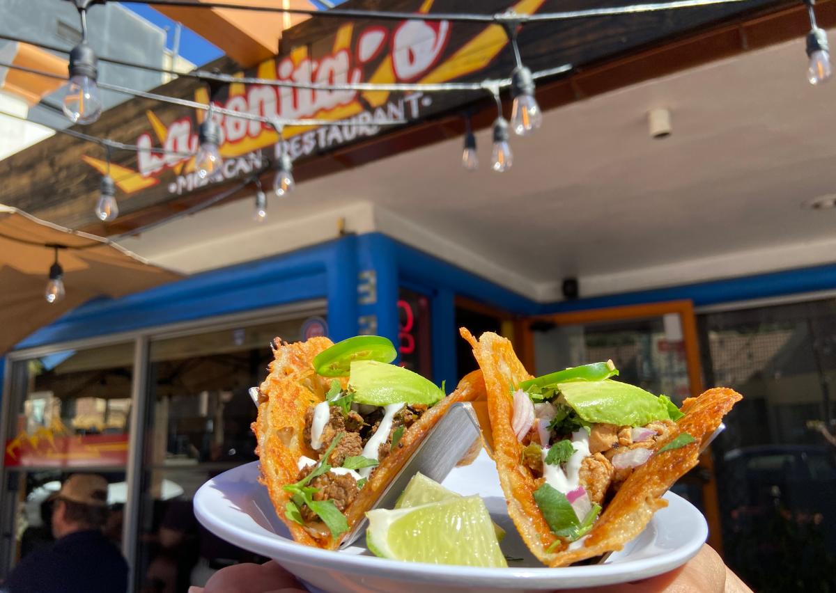 Cheese shell tacos from La Bonita's