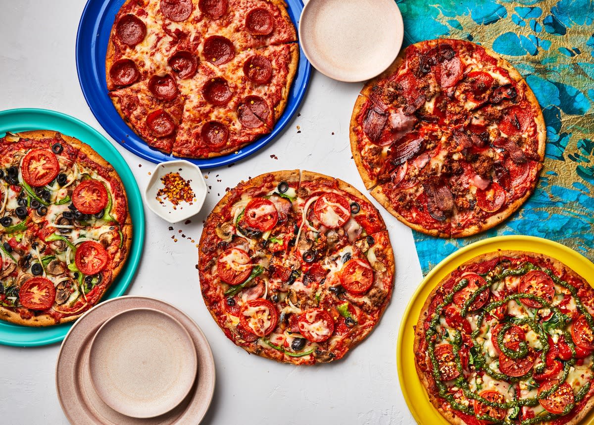 Specialty pizzas from Mellow Mushroom on St. Simons Island, GA