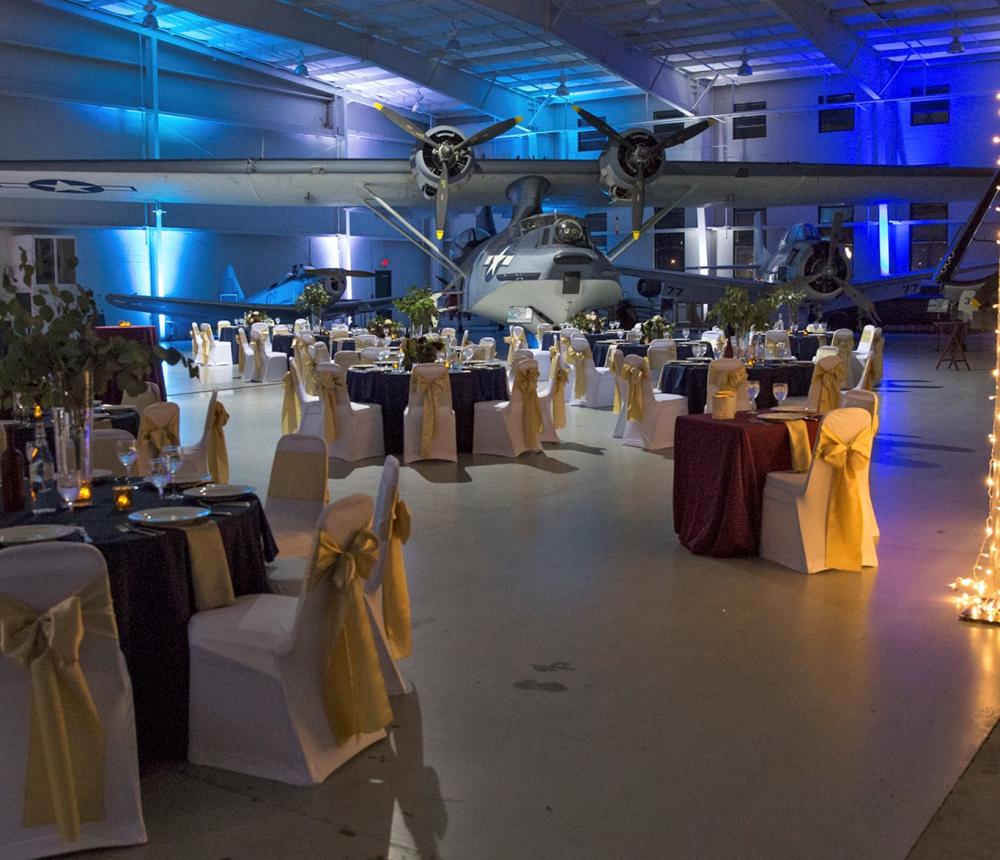 Gold & Black Tables Navy Hangar
