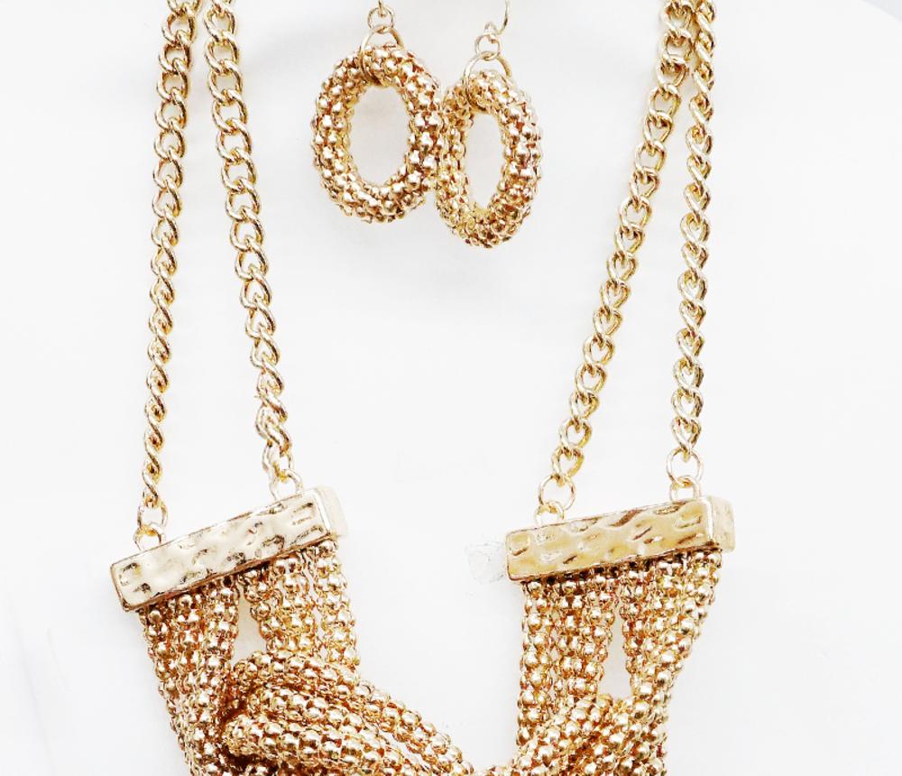 Braided Wheat Chunky Necklace Set