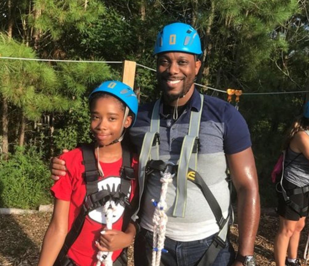 Dad and daughter at Adventureworks