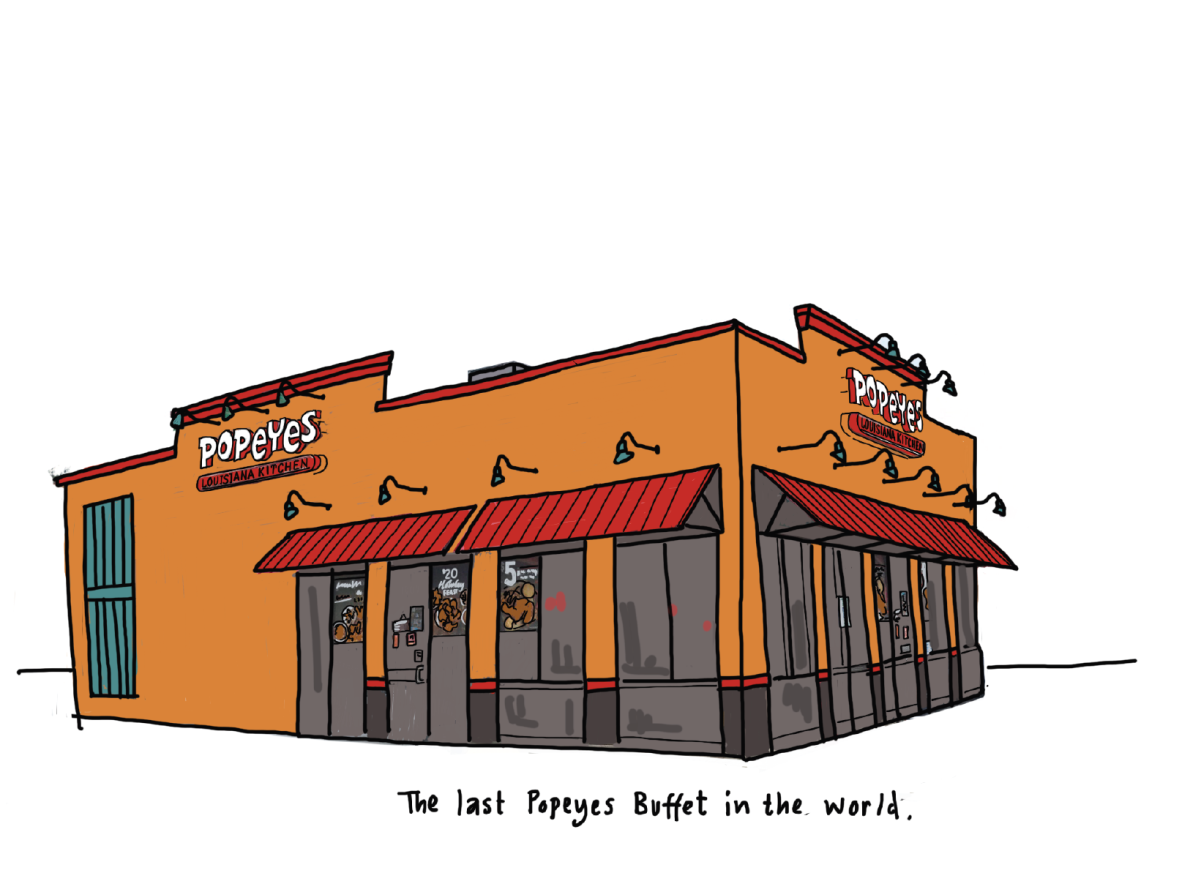 Cartoon of Popeye's Buffet in Lafayette, LA