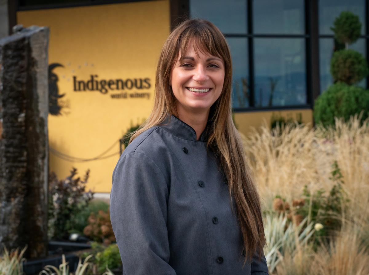 Indigenous World Winery Chef Andrea Callan outside