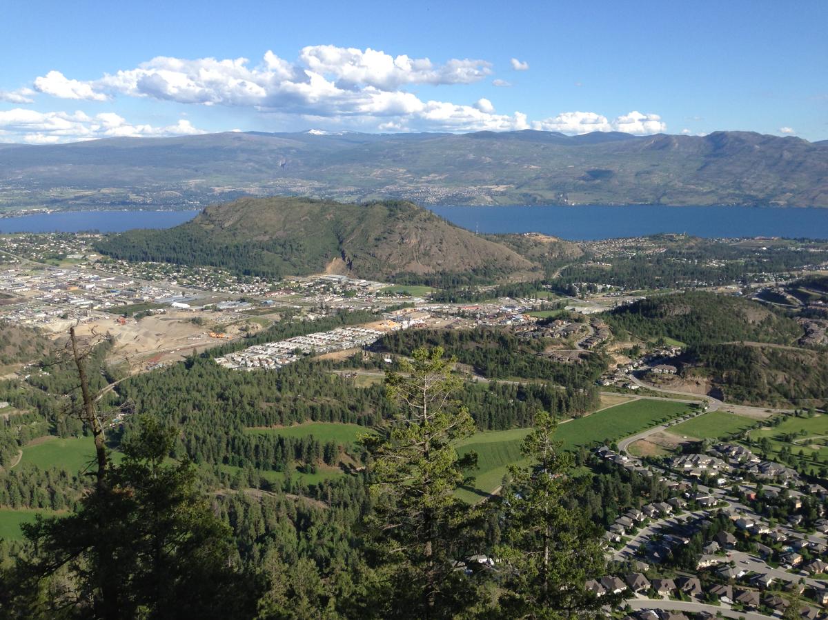 Carrot Mountain Bluffs hike view, facing Mount Boucherie