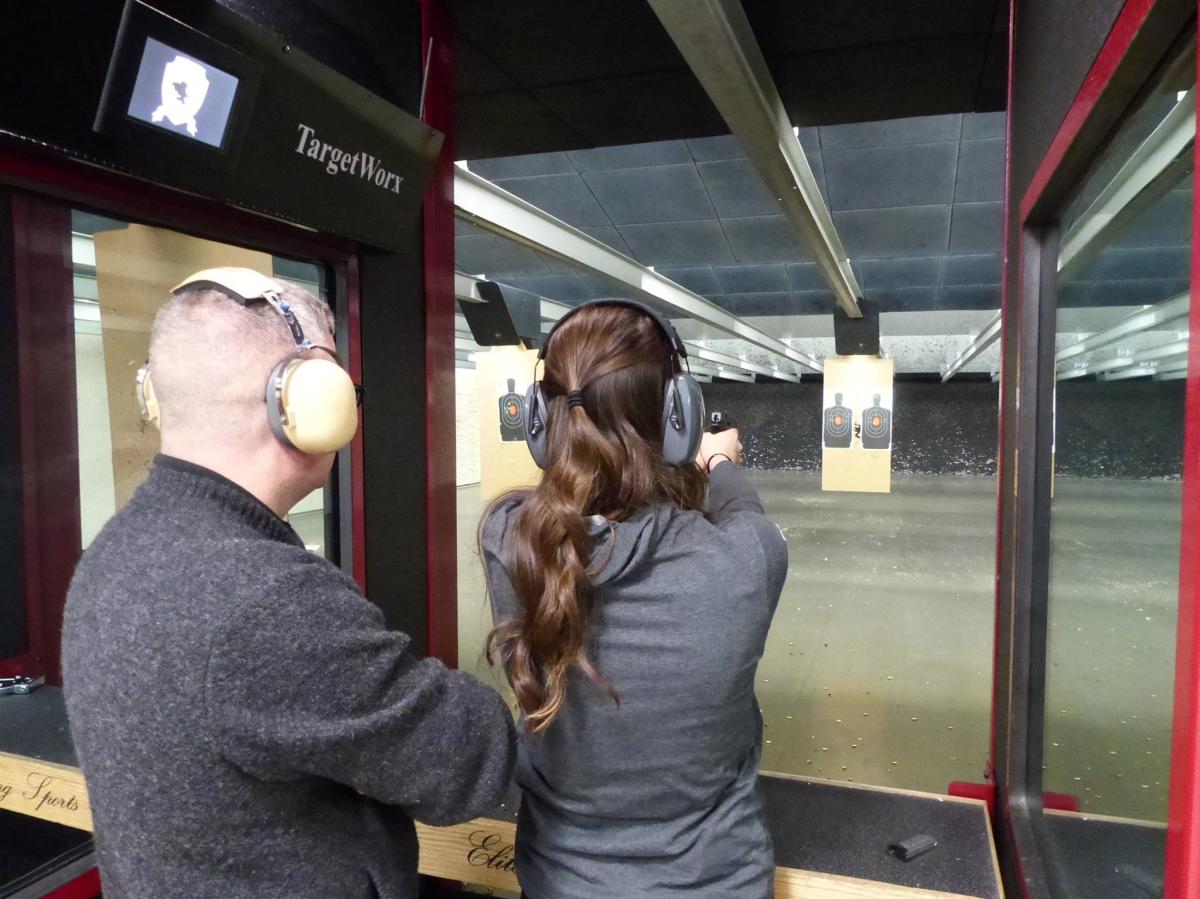 Couple target shooting at Elite Shooting Sports