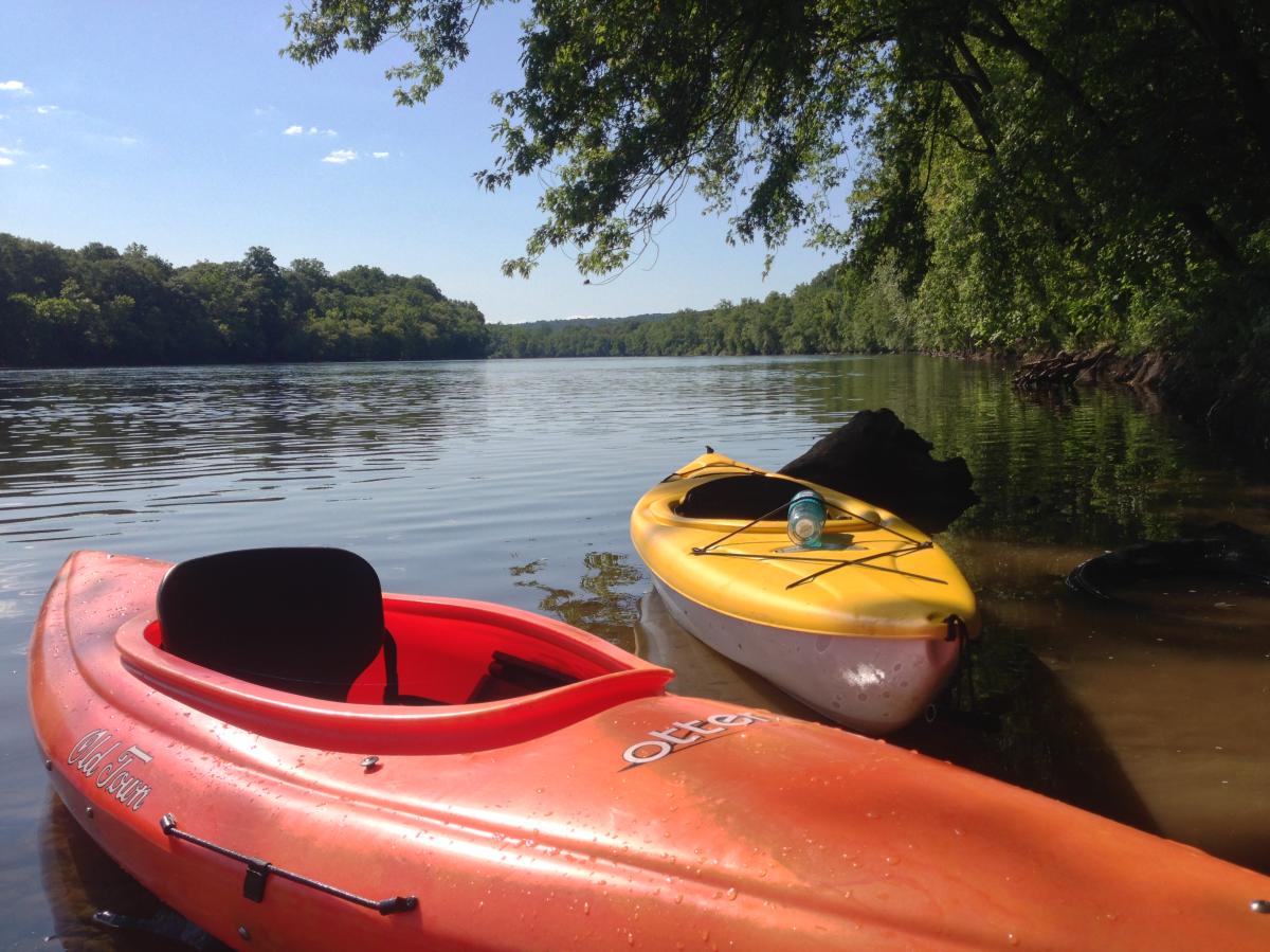 Kayaks on the Delaware River