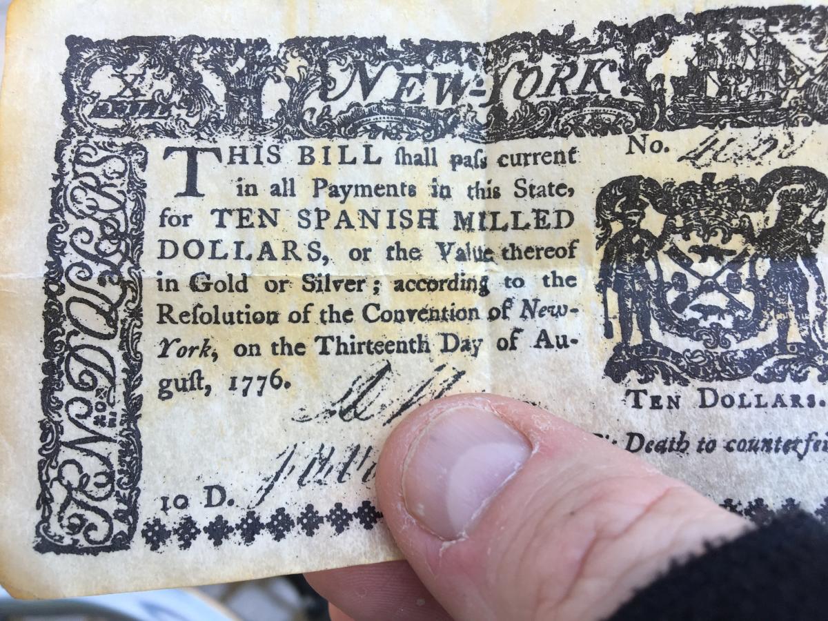 An example of Continental currency, almost worthless to American citizens
