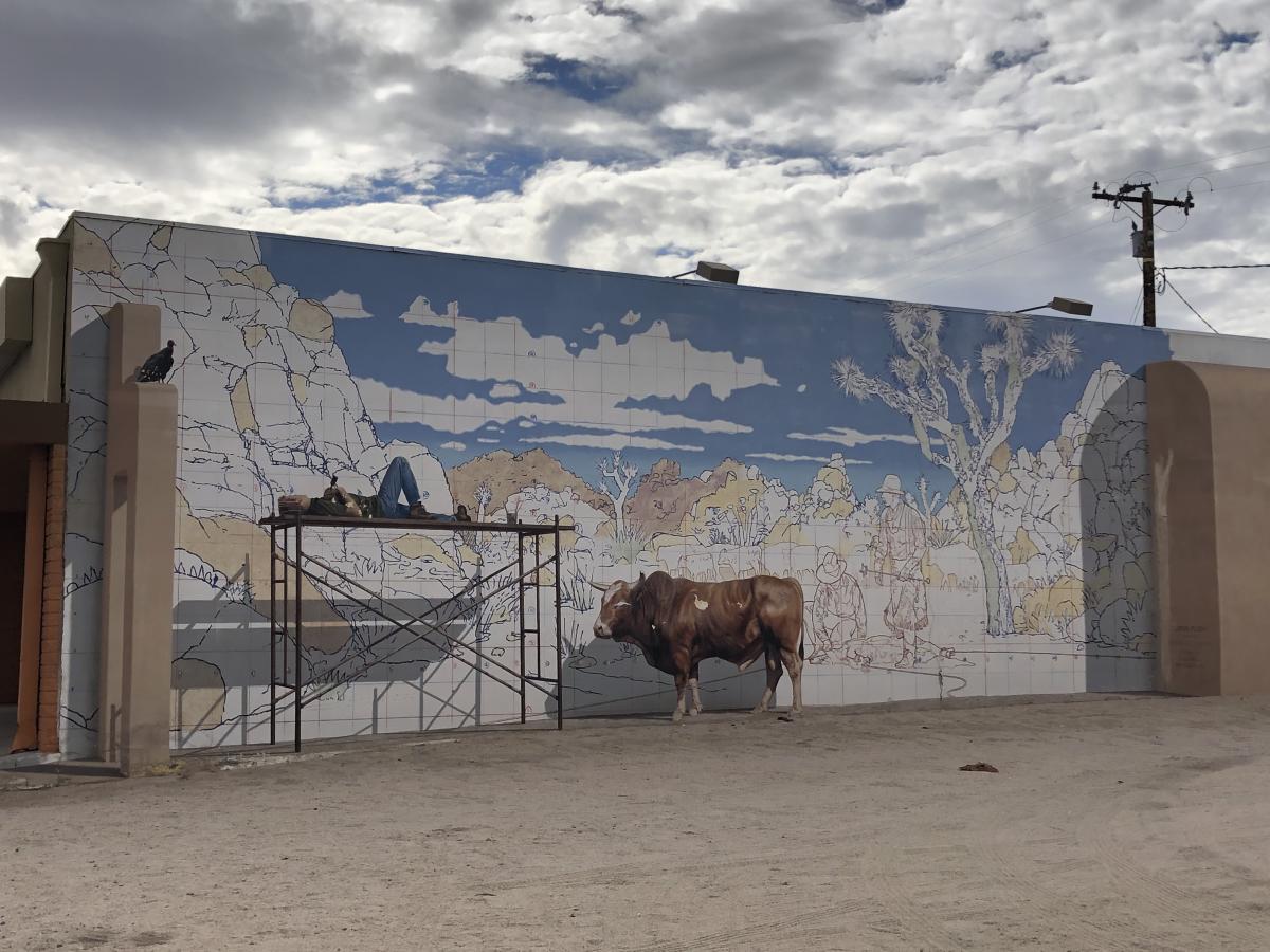 A wall mural in Twentynine Palms called Valentine’s Day by John Pugh of Los Gatos