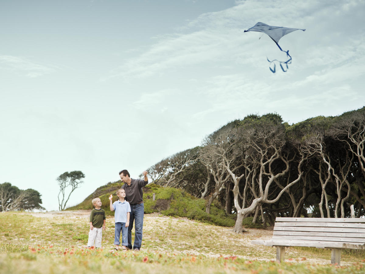 Family Flying Kite at Fort Fisher State Historic Site