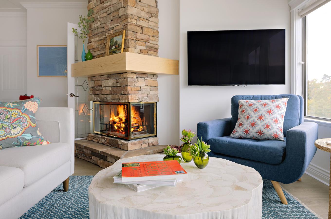 Living Room and Fireplace