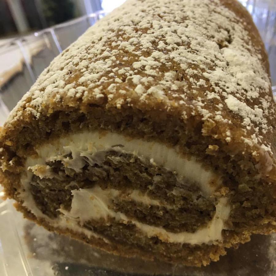A delicious pumpkin roll powdered to perfection with sugar at The Whistle Stop Bakery in downtown Bostic. 