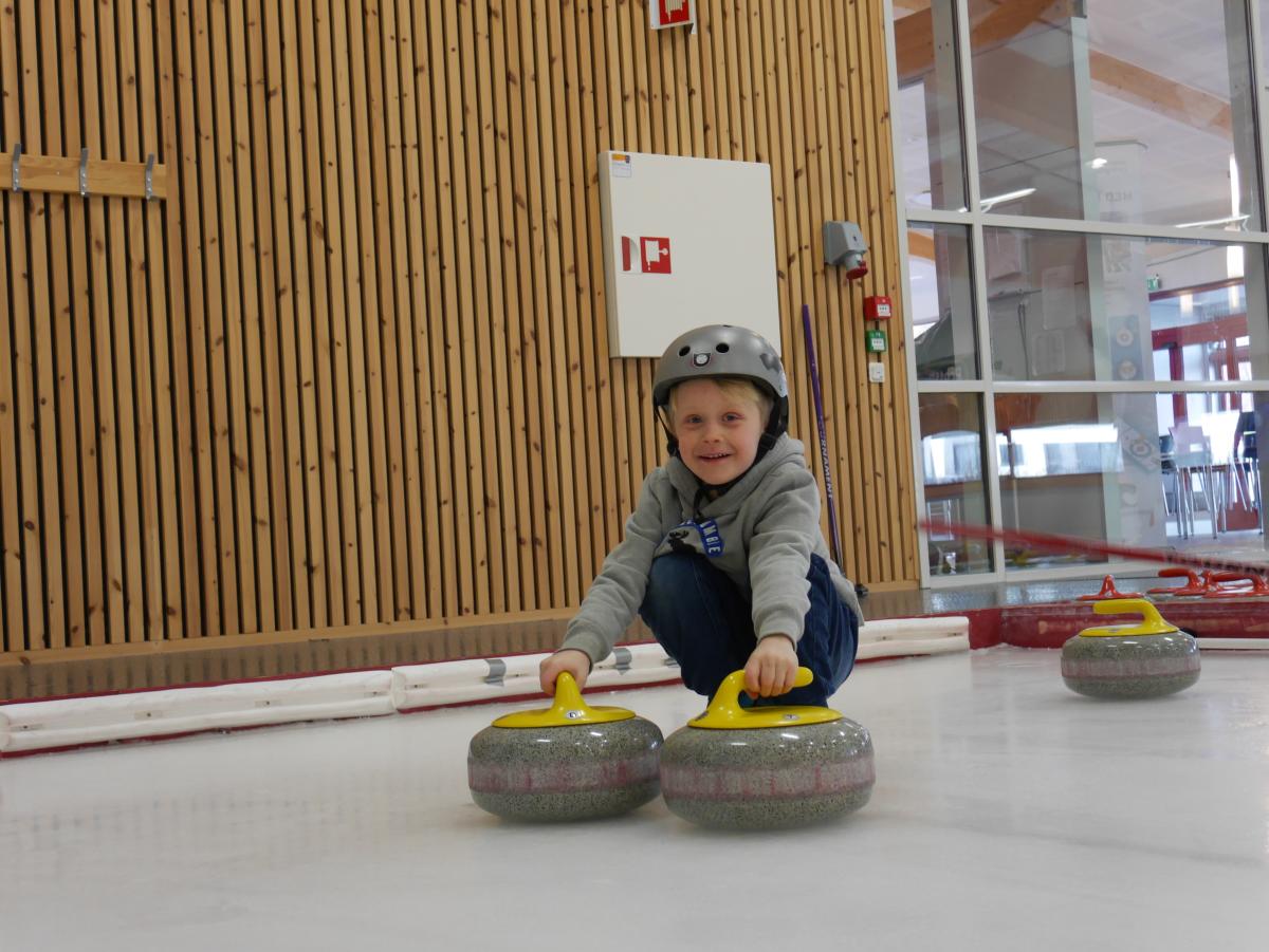 Boy at curling rink in Kristiansand