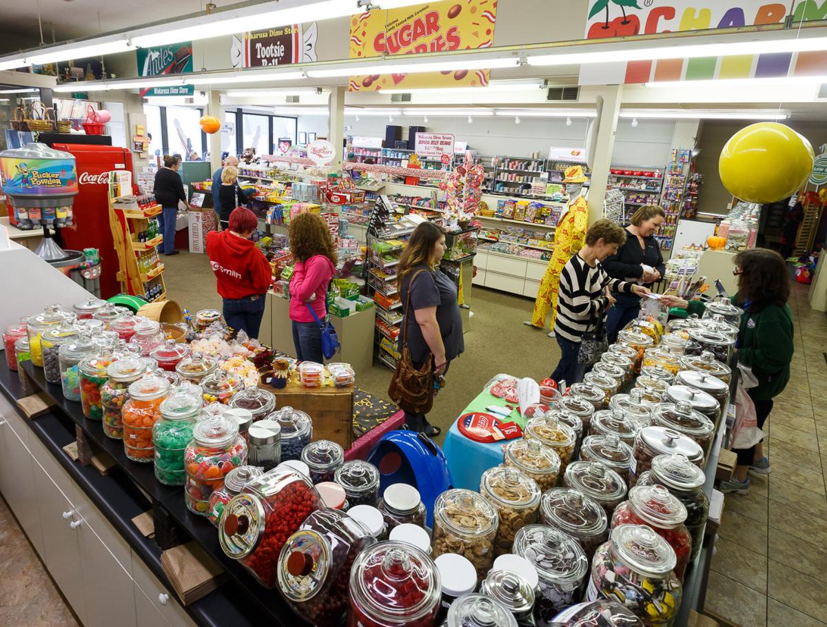 Guests looking at the treats in the Wakarusa Dime Store