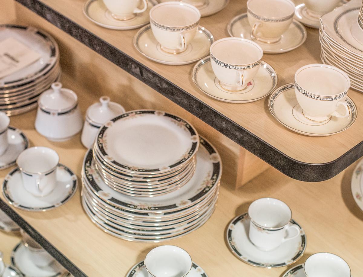 Tea set display at Revivals Palm Desert