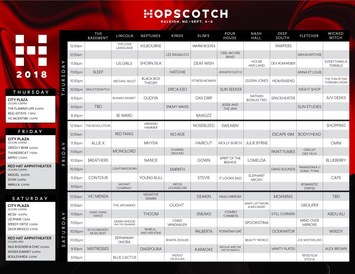 Hopscotch Music Festival schedule