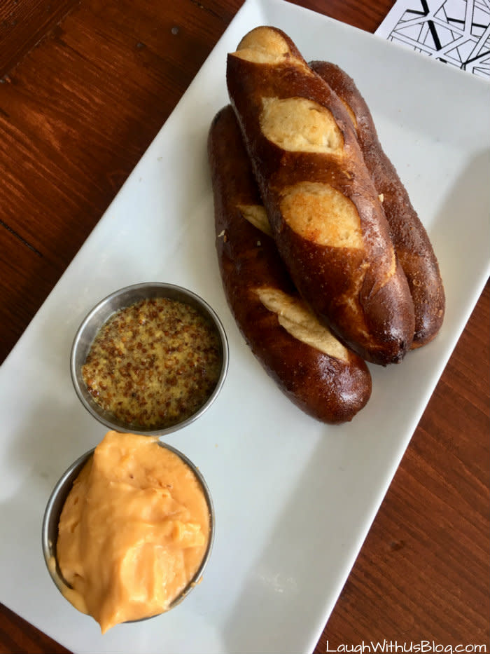 Byway Brewing Pretzels and dipping sauces