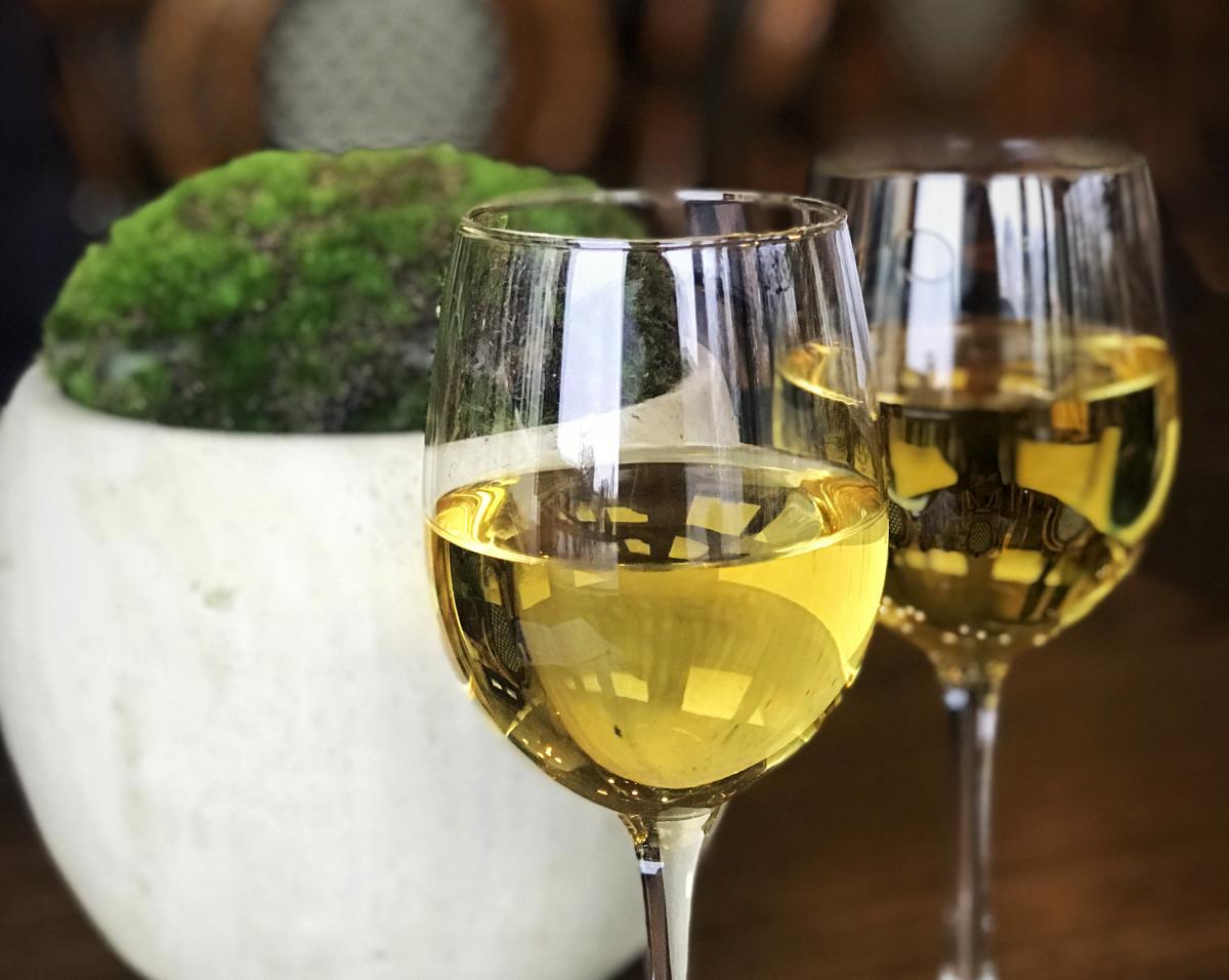 Wine glasses at Crossing Vineyards