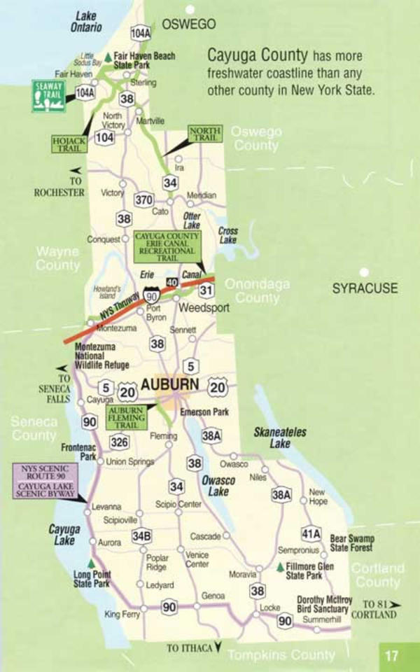 Cayuga County map large