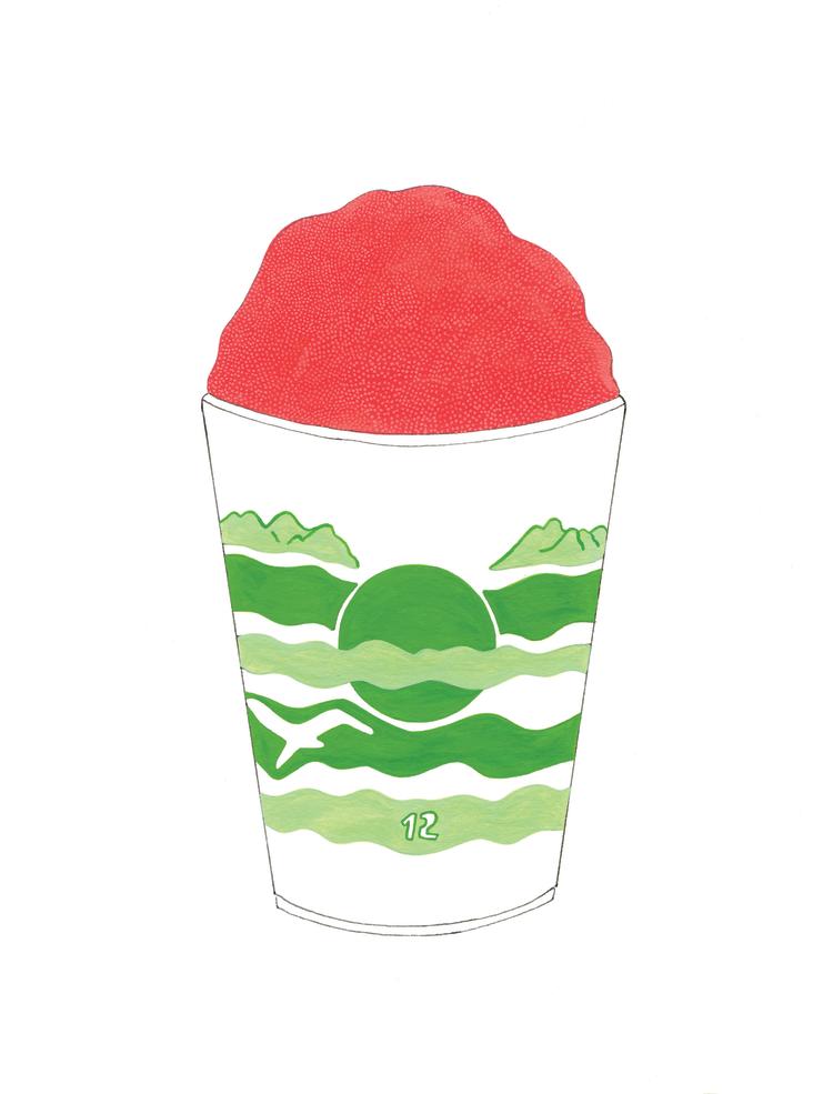 A cartoon drawing of a Smithfield NC Hills of Snow snowcone