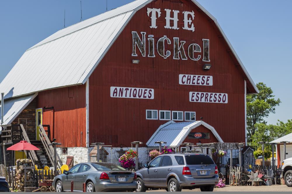Exterior of the Osseo Nickel Barn and Coffee Shop