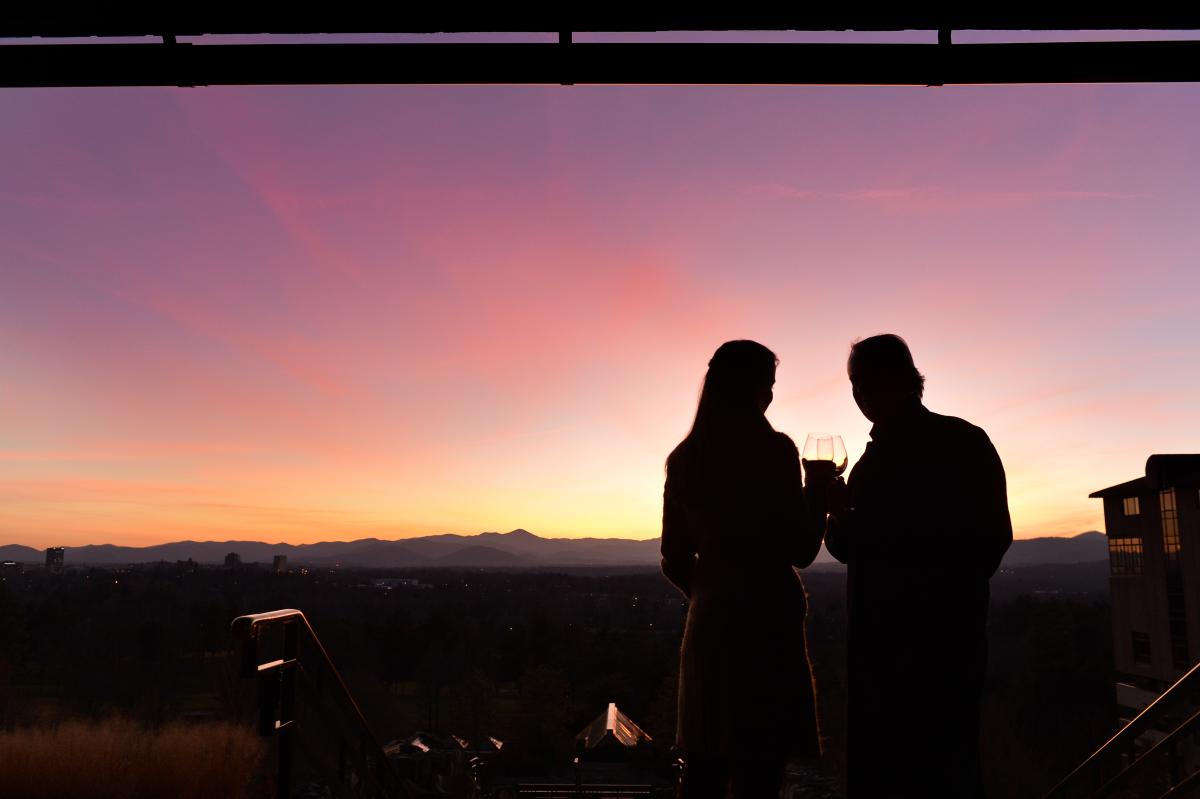 Couple at Sunset Terrace at the Omni Grove Park Inn