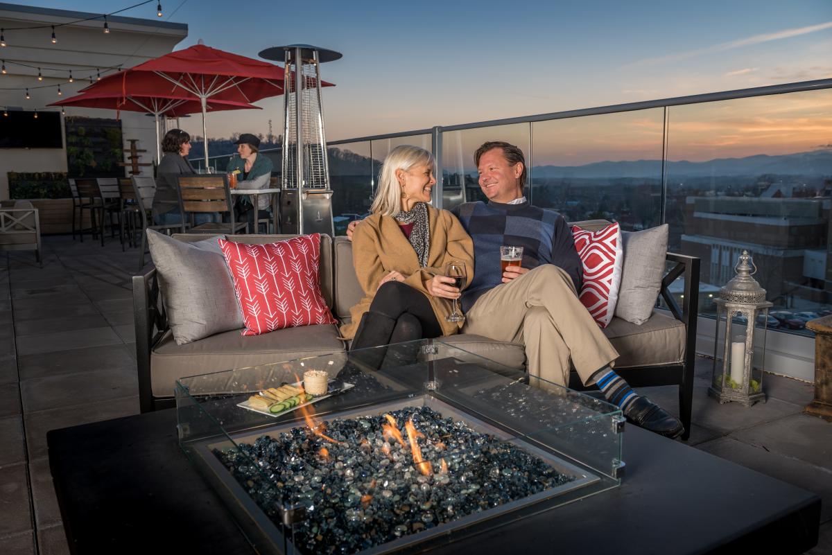 Couple at Pillar Bar Fire Pit