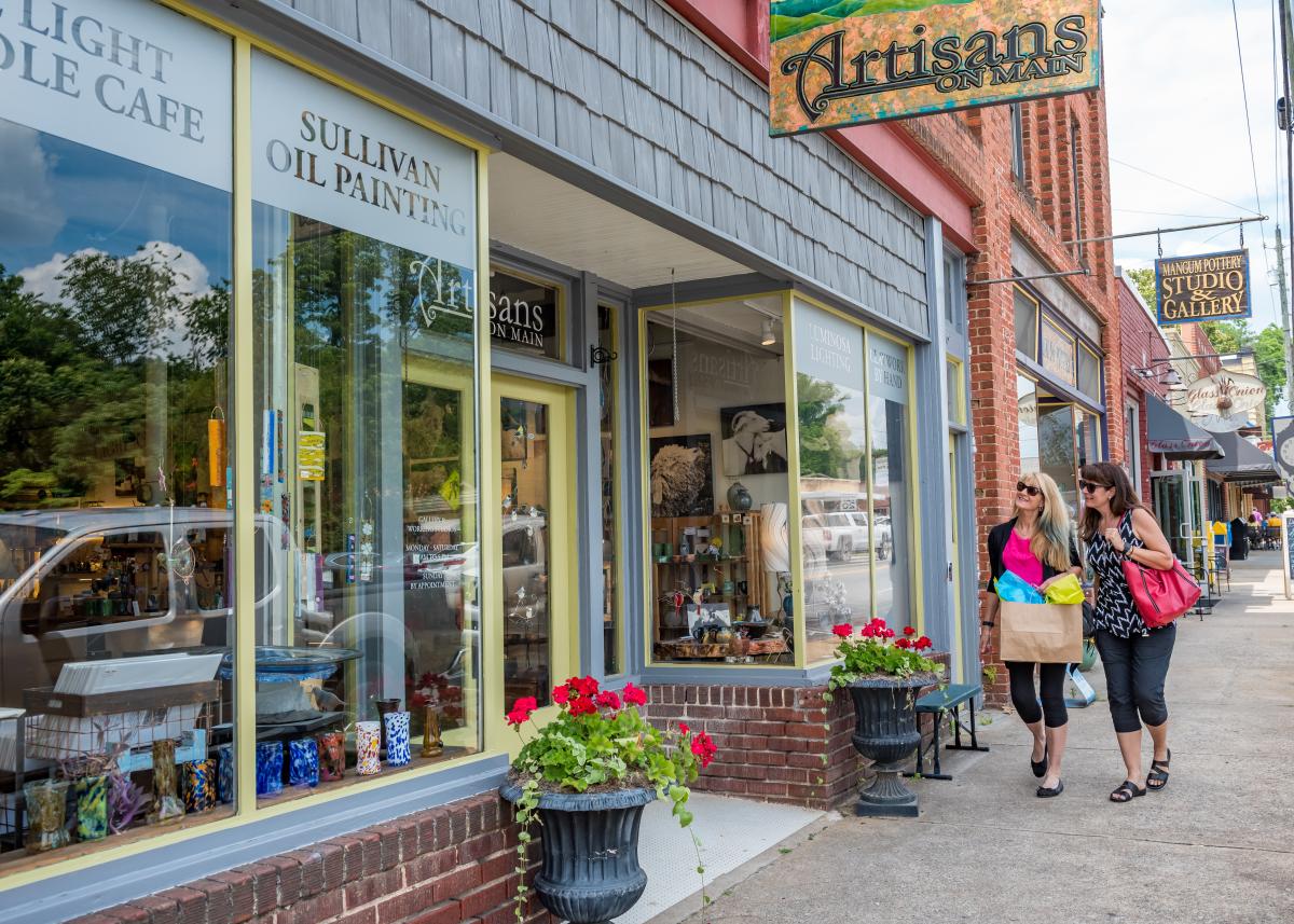 Women Shopping on Main Street in Weaverville