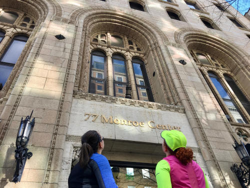 Runners viewing architecture during Grand Rapids Running Tours