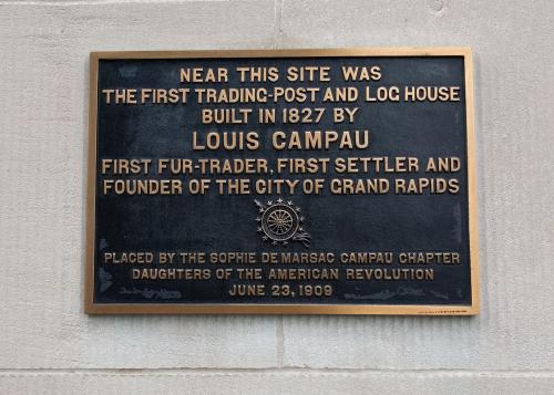 First Trade Post plaque in Grand Rapids