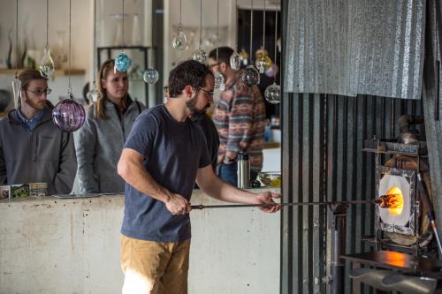 Glass Blowing Demonstration in Asheville's River Arts District