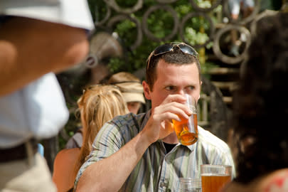 Drinking a beer at the Wedge Brewery in Asheville, NC Drinking a beer at the Wedge Brewery in Asheville, NC