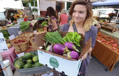 A farmers market in Asheville, NC A farmers market in Asheville, NC