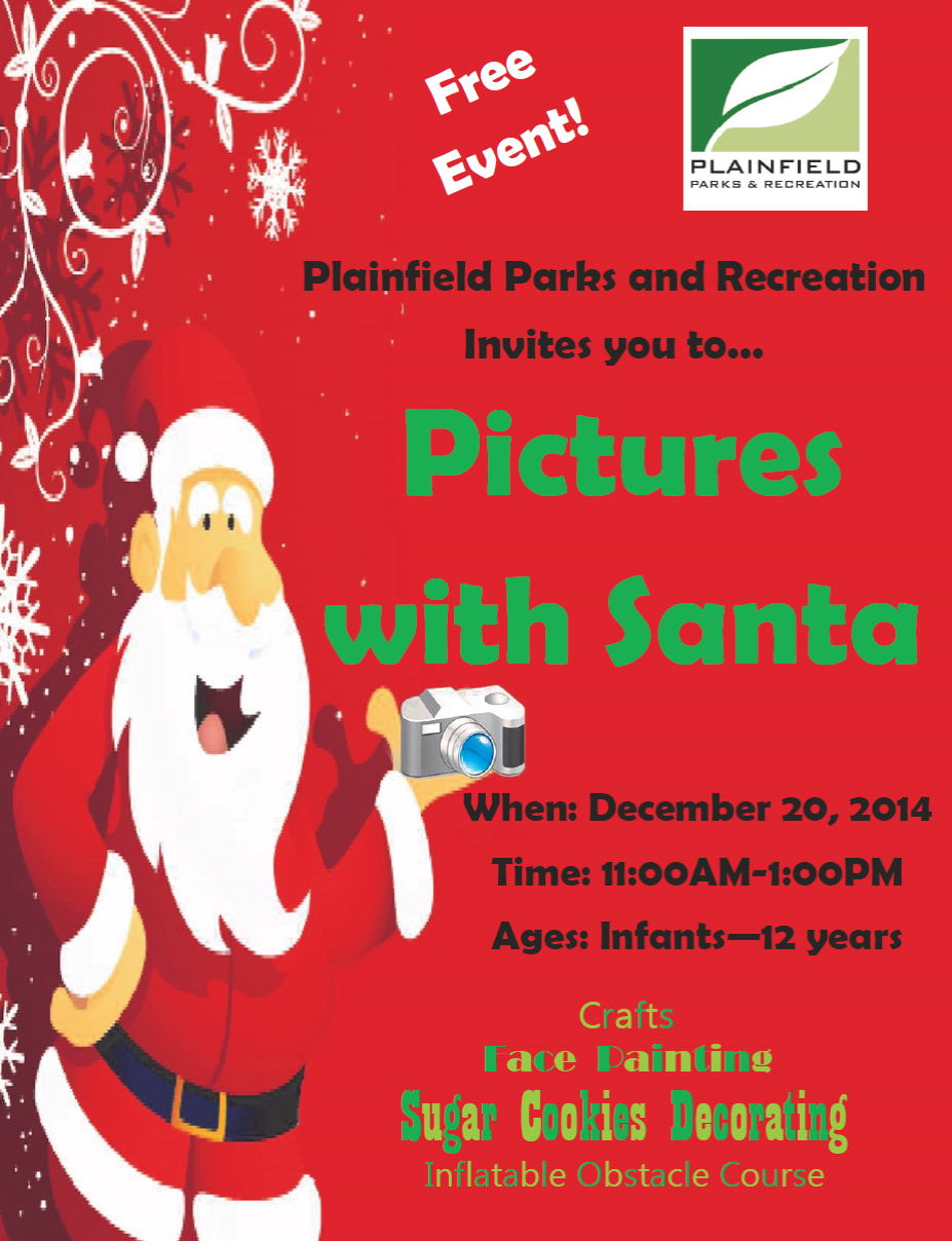 Santa will pose for pictures at the Plainfield Recreation and Aquatic Center on Dec. 20