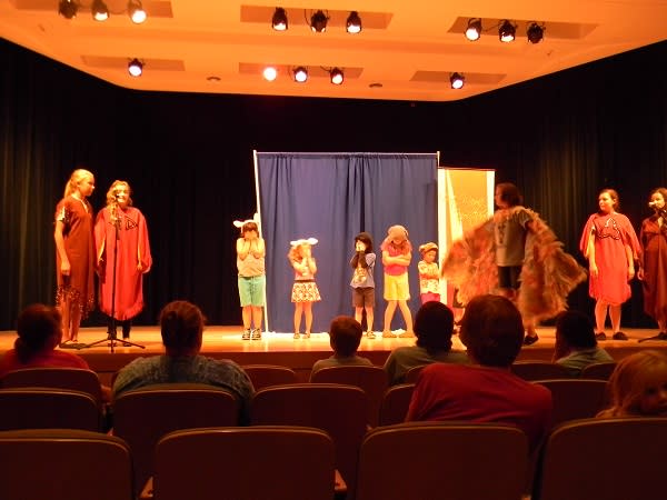 The ACPL's Main Library Theater with children from the Youtheatre program The theater at the Main Branch of the ACPL is roomy enough for kids to work.