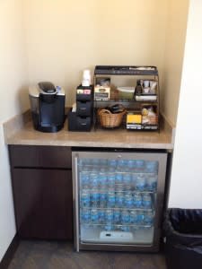 Enjoy complimentary hot cocoa, coffee, tea, and bottled water while visiting 3 Rivers Harrison Square