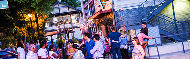 Crowd at Exterior of The Mule Restaurant 