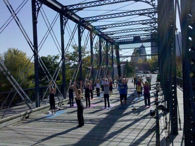 Yoga on the bridge