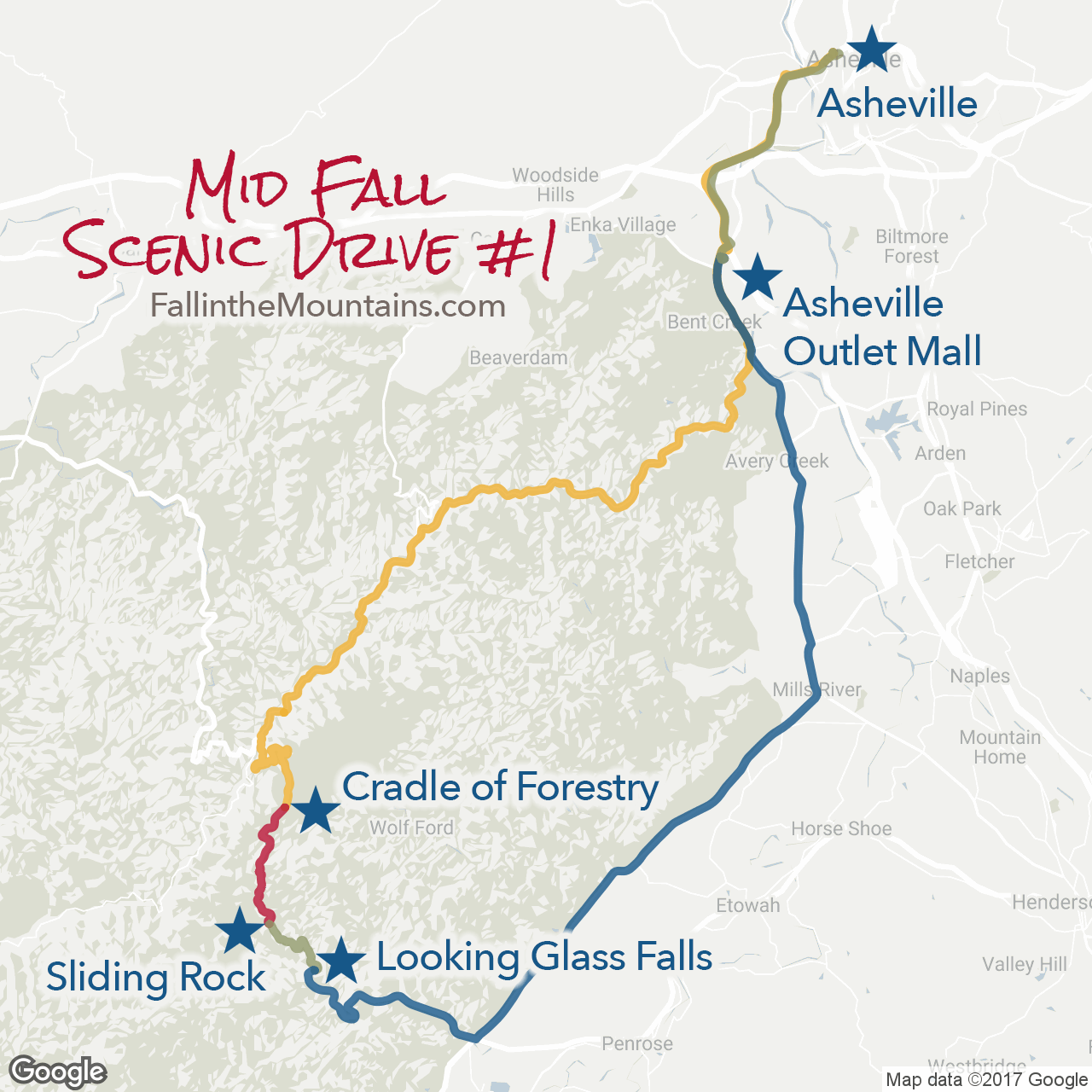 Asheville Mid Fall Scenic Drive Route
